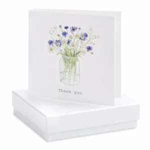 Thank You Silver Cubic Zirconia Earrings On Designer Card by Crumble and Core