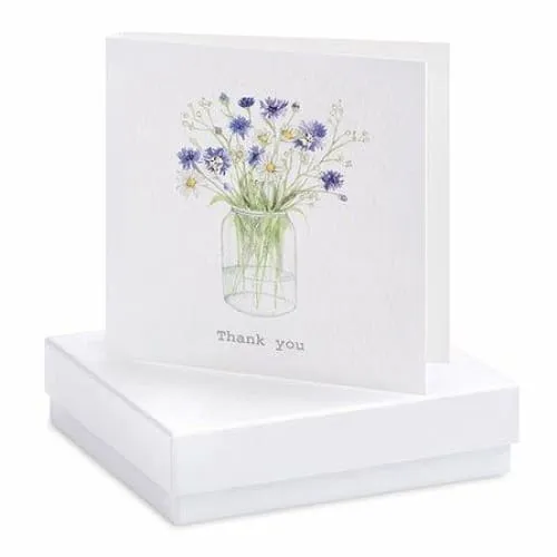 Thank You Silver Cubic Zirconia Earrings On Designer Card by Crumble and Core